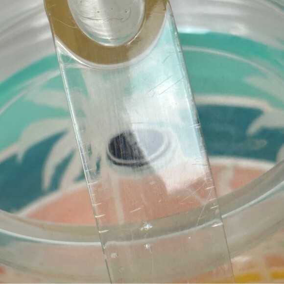 Vintage Culver Acrylic Pastel Palm Tree Ice Bucket 90s - Picture 11 of 11